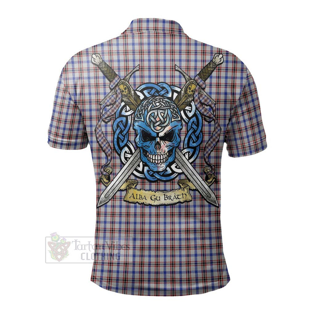 Tartan Vibes Clothing Boswell Tartan Polo Shirt with Family Crest Celtic Skull Style