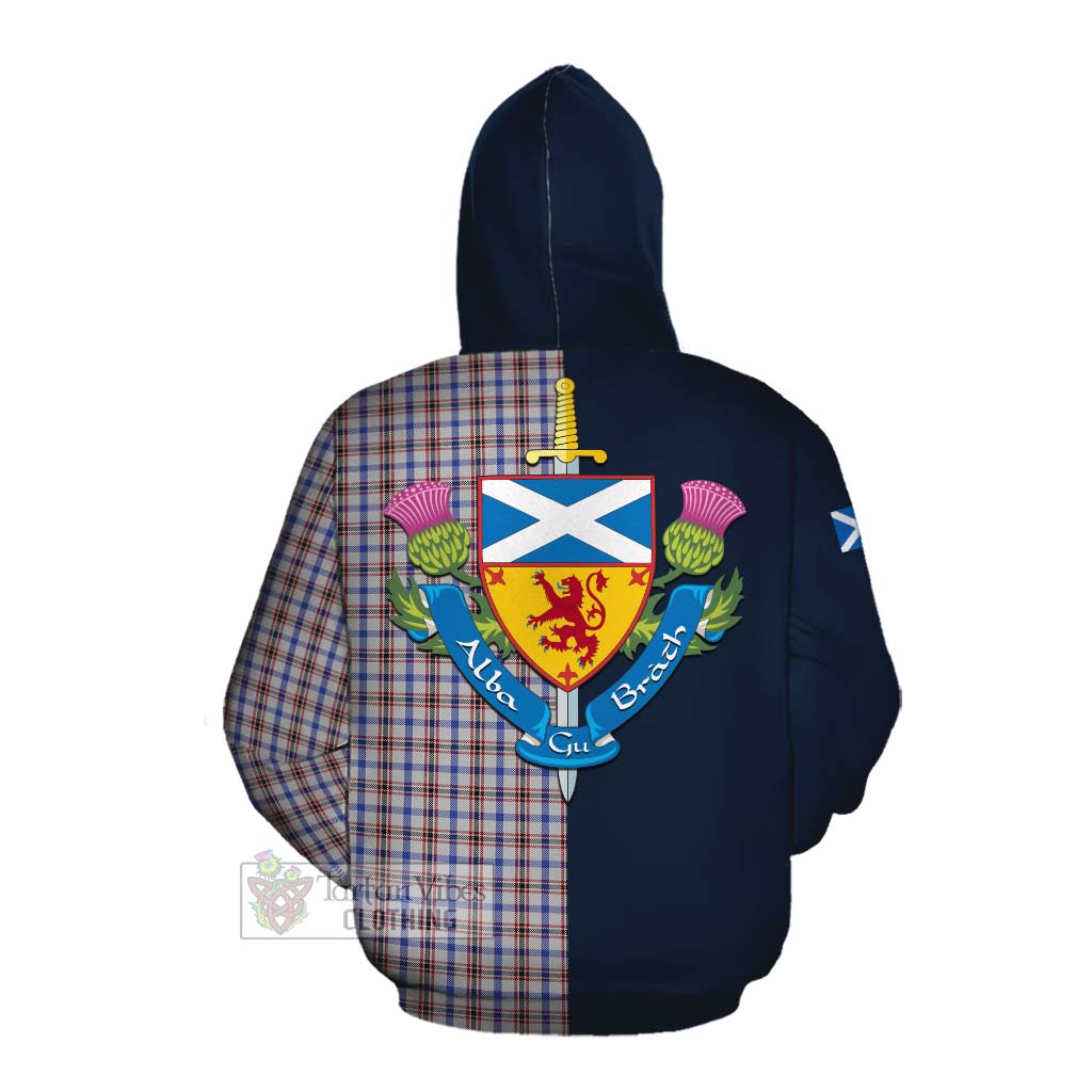 Tartan Vibes Clothing Boswell Tartan Cotton Hoodie Alba with Scottish Lion Royal Arm Half Style