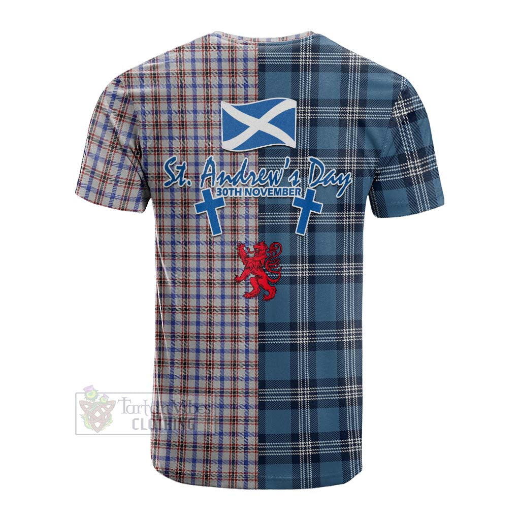 Tartan Vibes Clothing Boswell Tartan Cotton T-shirt Happy St. Andrew's Day Half Tartan Style