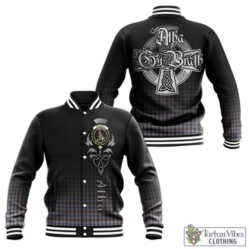 Boswell Tartan Baseball Jacket Featuring Alba Gu Brath Family Crest Celtic Inspired