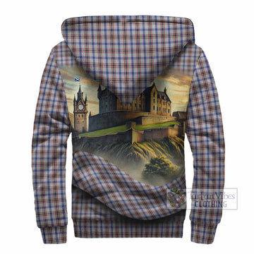 Boswell Tartan Family Crest Sherpa Hoodie with Scottish Ancient Castle Style - Tartan Vibes Clothing