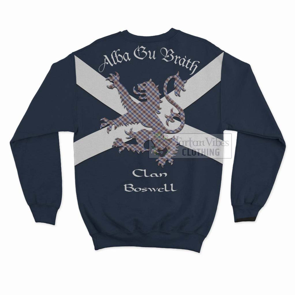 Tartan Vibes Clothing Boswell Tartan Lion Rampant Sweatshirt – Proudly Display Your Heritage with Alba Gu Brath and Clan Name