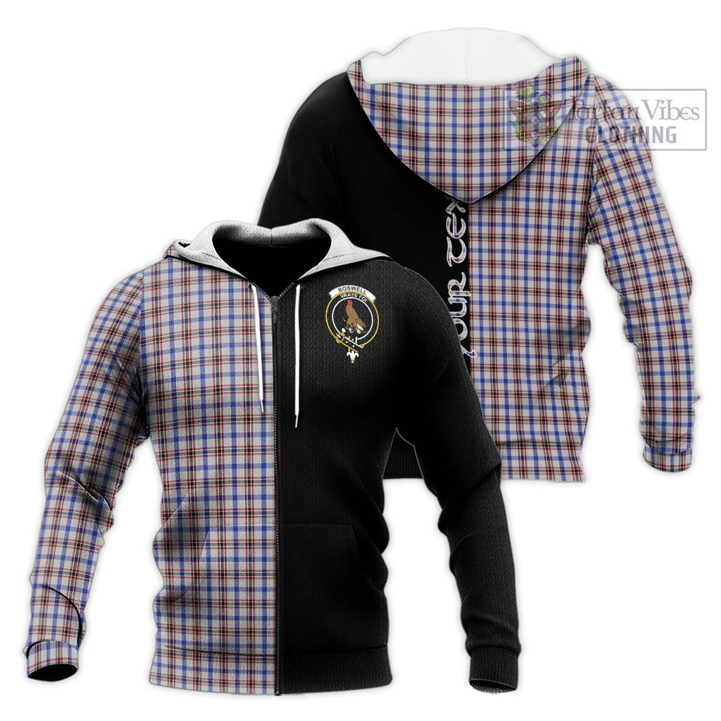 Boswell Tartan Knitted Hoodie with Family Crest and Half Of Me Style Unisex Knitted Zip Hoodie - Tartanvibesclothing Shop