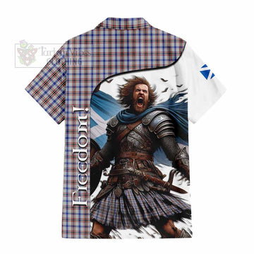 Boswell Crest Tartan Short Sleeve Button Shirt Inspired by the Freedom of Scottish Warrior