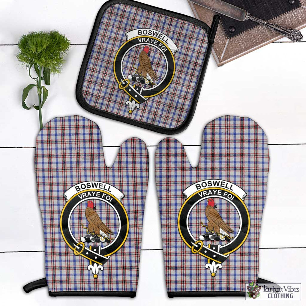 Boswell Tartan Combo Oven Mitt & Pot-Holder with Family Crest Combo 1 Oven Mitt & 1 Pot-Holder Black - Tartan Vibes Clothing