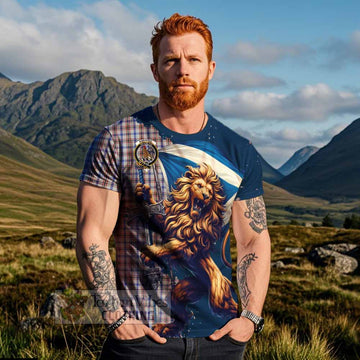 Boswell Tartan Family Crest T-Shirt with Scottish Majestic Lion