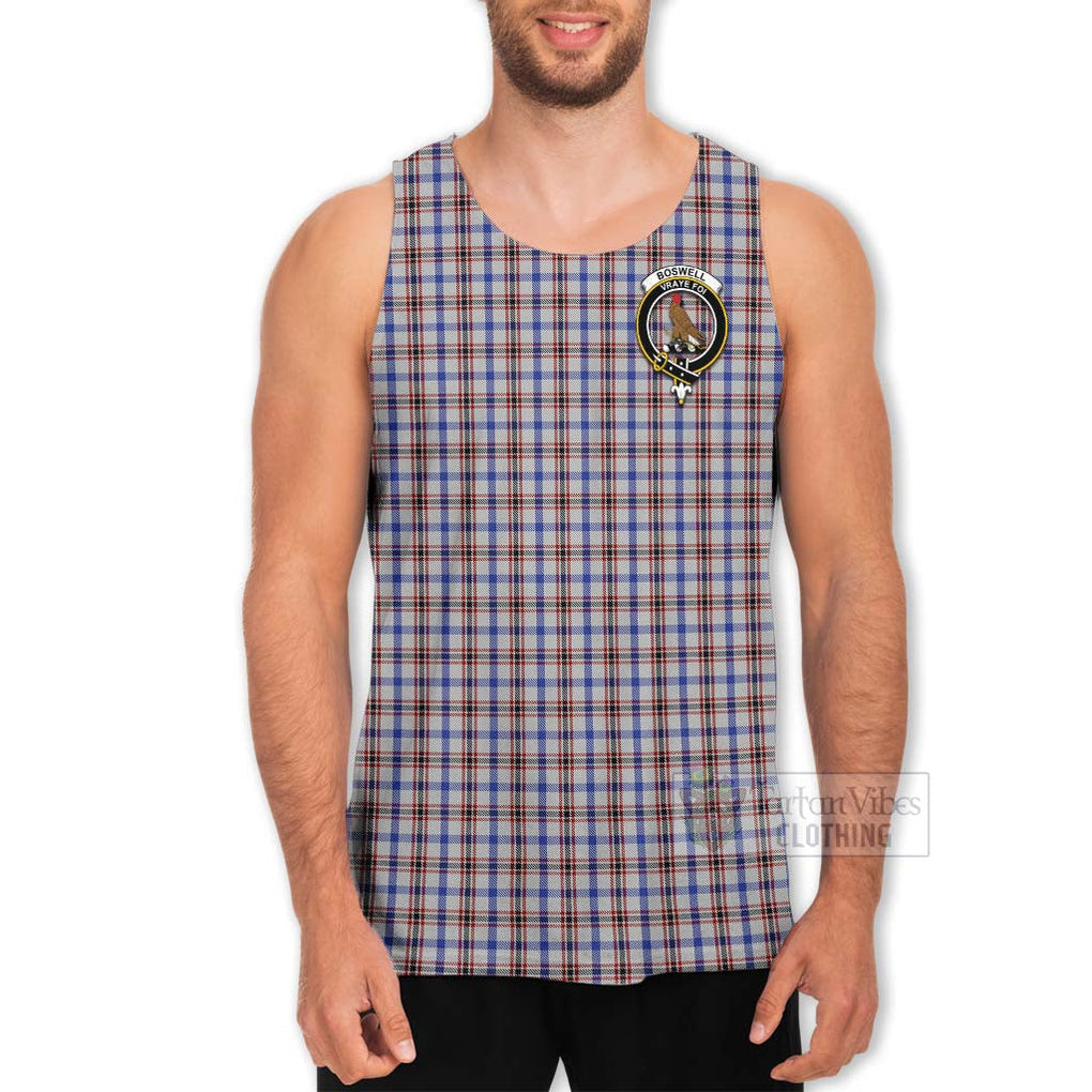 Tartan Vibes Clothing Boswell Tartan Men's Tank Top with Family Crest and Bearded Skull Holding Bottles of Whiskey