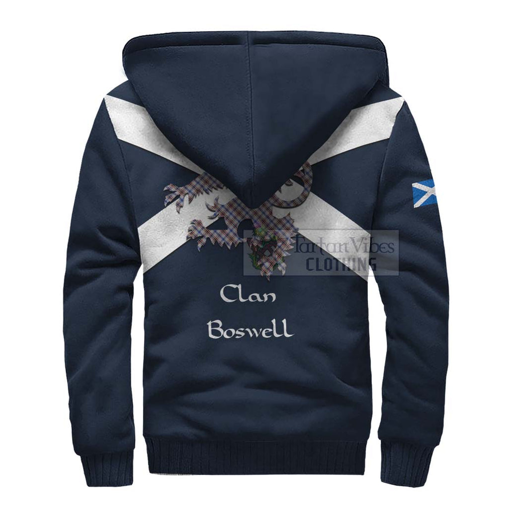 Tartan Vibes Clothing Boswell Tartan Lion Rampant Sherpa Hoodie – Proudly Display Your Heritage with Alba Gu Brath and Clan Name