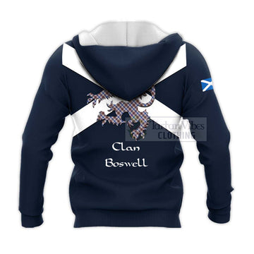 Boswell Tartan Lion Rampant Knitted Hoodie Proudly Display Your Heritage with Alba Gu Brath and Clan Name