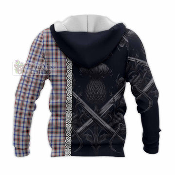 Boswell Tartan Knitted Hoodie with Family Crest Cross Sword Thistle Celtic Vibes - Tartan Vibes Clothing
