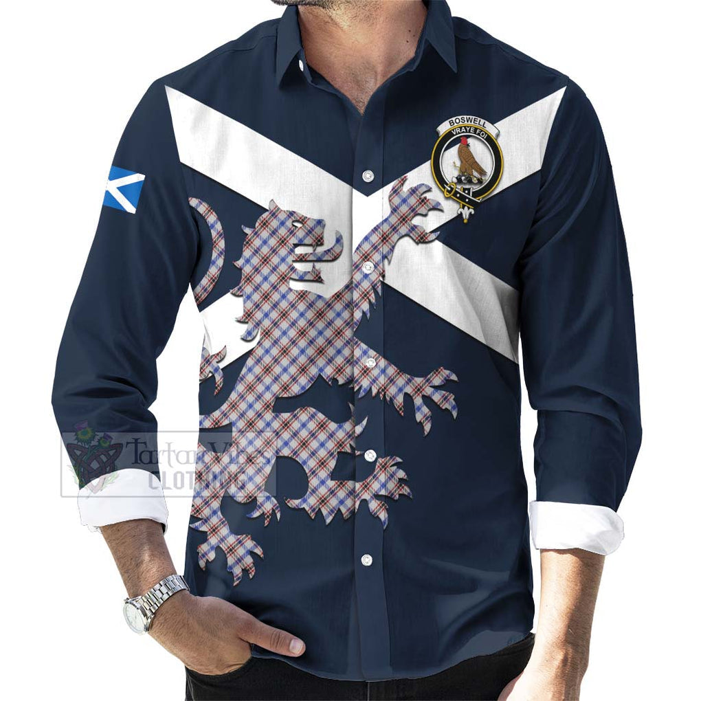 Tartan Vibes Clothing Boswell Tartan Lion Rampant Long Sleeve Button Shirt – Proudly Display Your Heritage with Alba Gu Brath and Clan Name