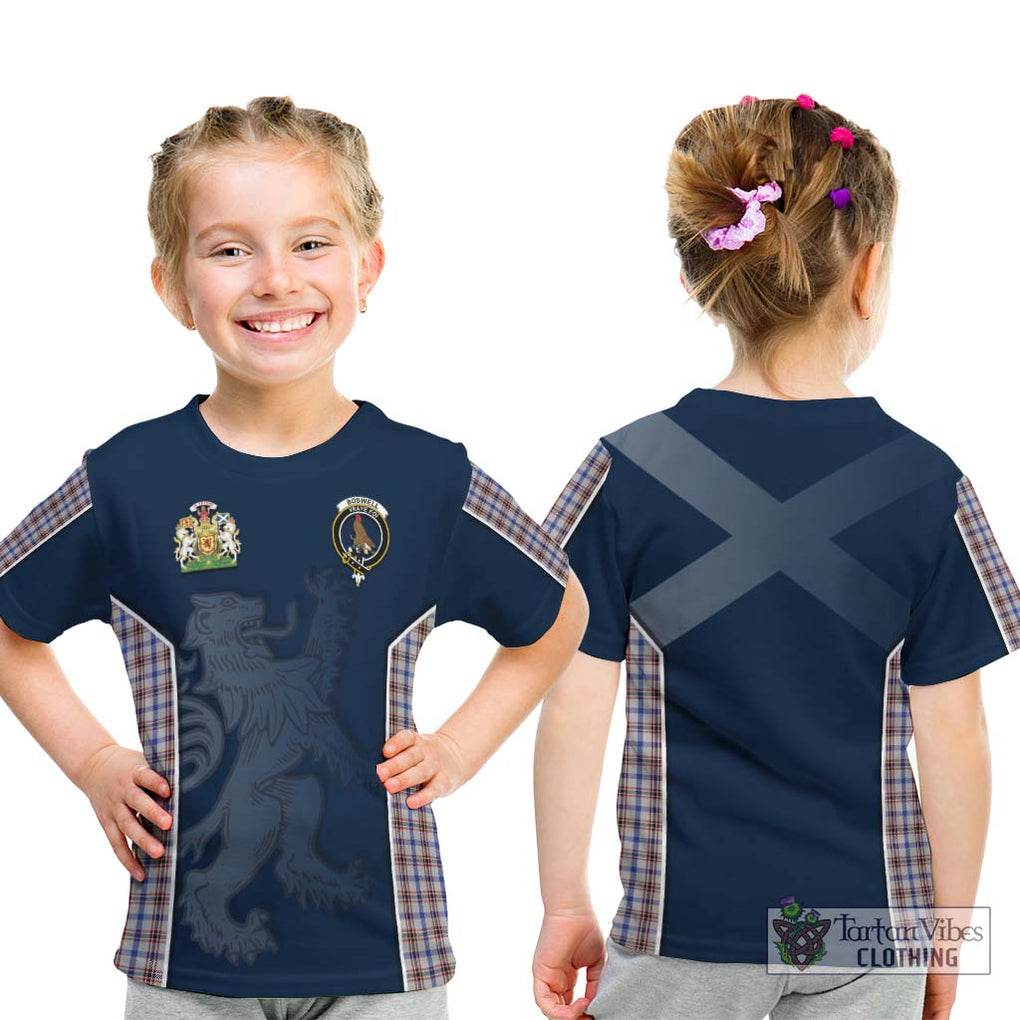 Boswell Tartan Kid T-Shirt with Family Crest and Lion Rampant Vibes Sport Style - Tartan Vibes Clothing