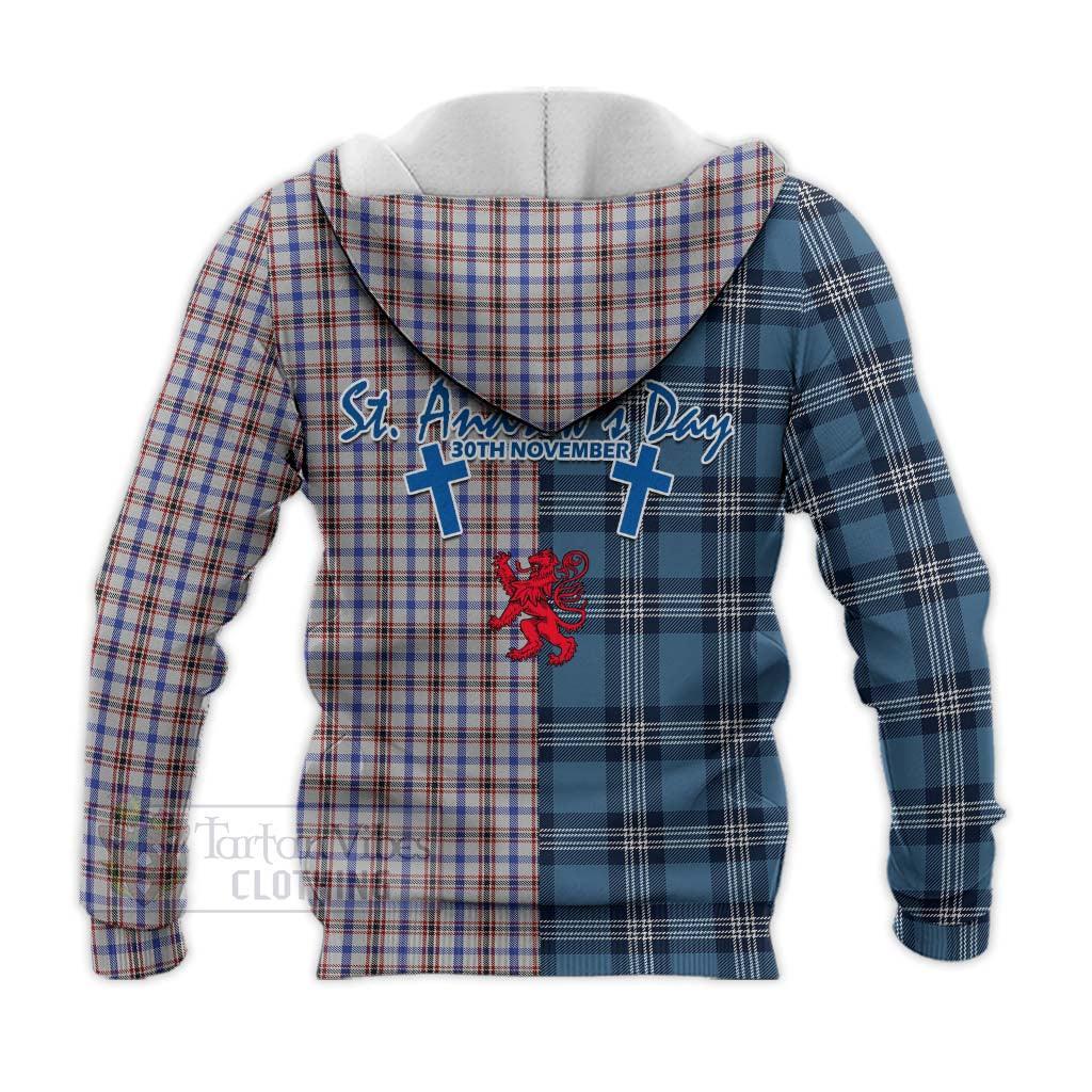 Tartan Vibes Clothing Boswell Tartan Knitted Hoodie Happy St. Andrew's Day Half Tartan Style