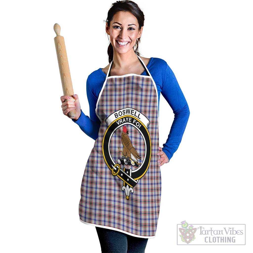 Boswell Tartan Apron with Family Crest White - Tartan Vibes Clothing