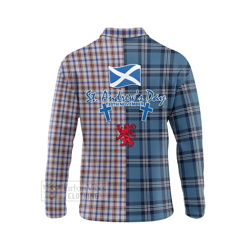 Tartan Vibes Clothing Boswell Tartan Long Sleeve Polo Shirt Happy St. Andrew's Day Half Tartan Style