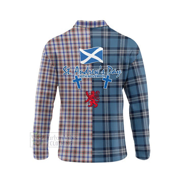 Boswell Tartan Long Sleeve Polo Shirt Happy St. Andrew's Day Half Tartan Style