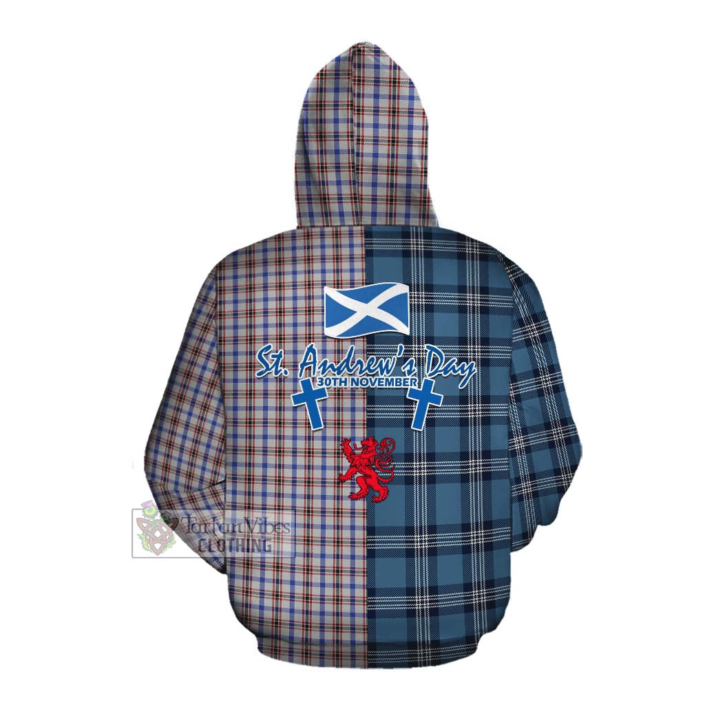 Tartan Vibes Clothing Boswell Tartan Cotton Hoodie Happy St. Andrew's Day Half Tartan Style