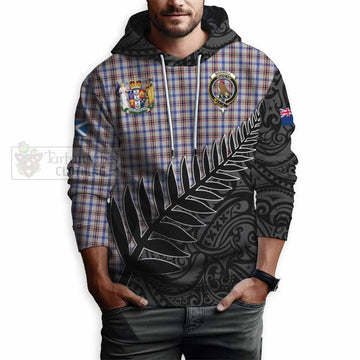 Boswell Crest Tartan Hoodie with New Zealand Silver Fern Half Style