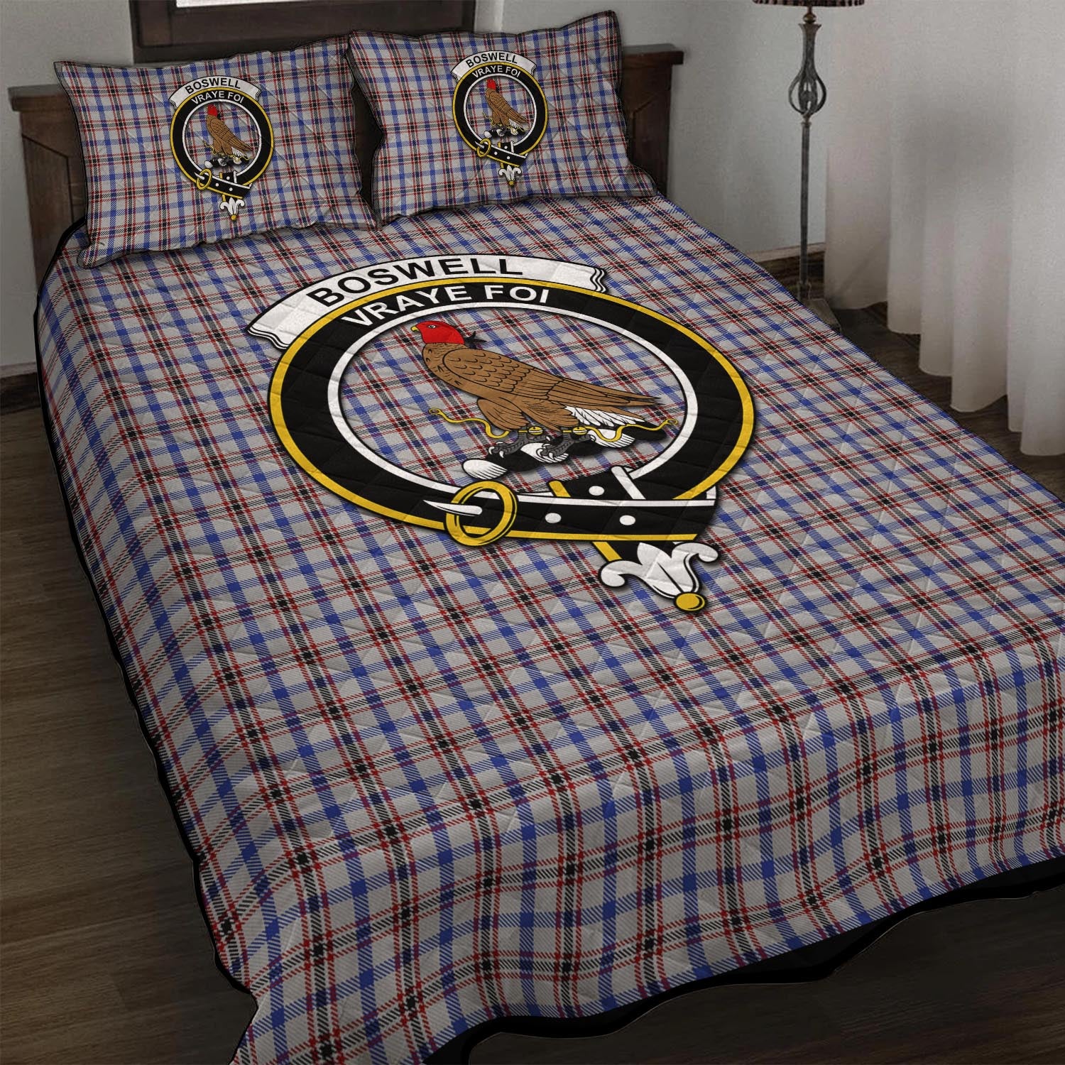 Boswell Tartan Quilt Bed Set with Family Crest - Tartan Vibes Clothing