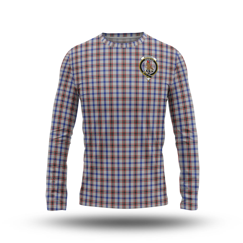 Boswell Tartan Long Sleeve T-Shirt with Family Crest - Tartanvibesclothing