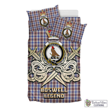 Boswell Tartan Bedding Set with Clan Crest and the Golden Sword of Courageous Legacy - Tartan Vibes Clothing