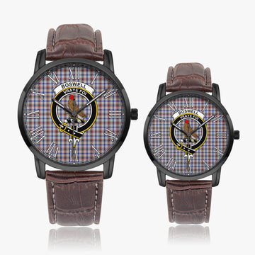 Boswell Tartan Family Crest Leather Strap Quartz Watch