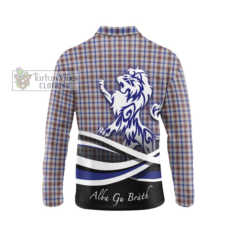 Boswell Tartan Long Sleeve Polo Shirt with Alba Gu Brath Regal Lion Emblem - Tartanvibesclothing Shop