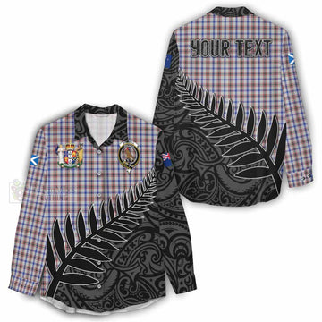 Boswell Crest Tartan Women's Casual Shirt with New Zealand Silver Fern Half Style