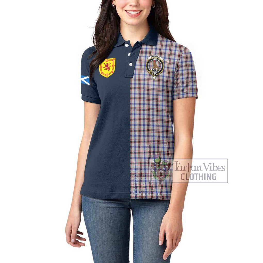 Tartan Vibes Clothing Boswell Tartan Women's Polo Shirt with Scottish Lion Royal Arm Half Style