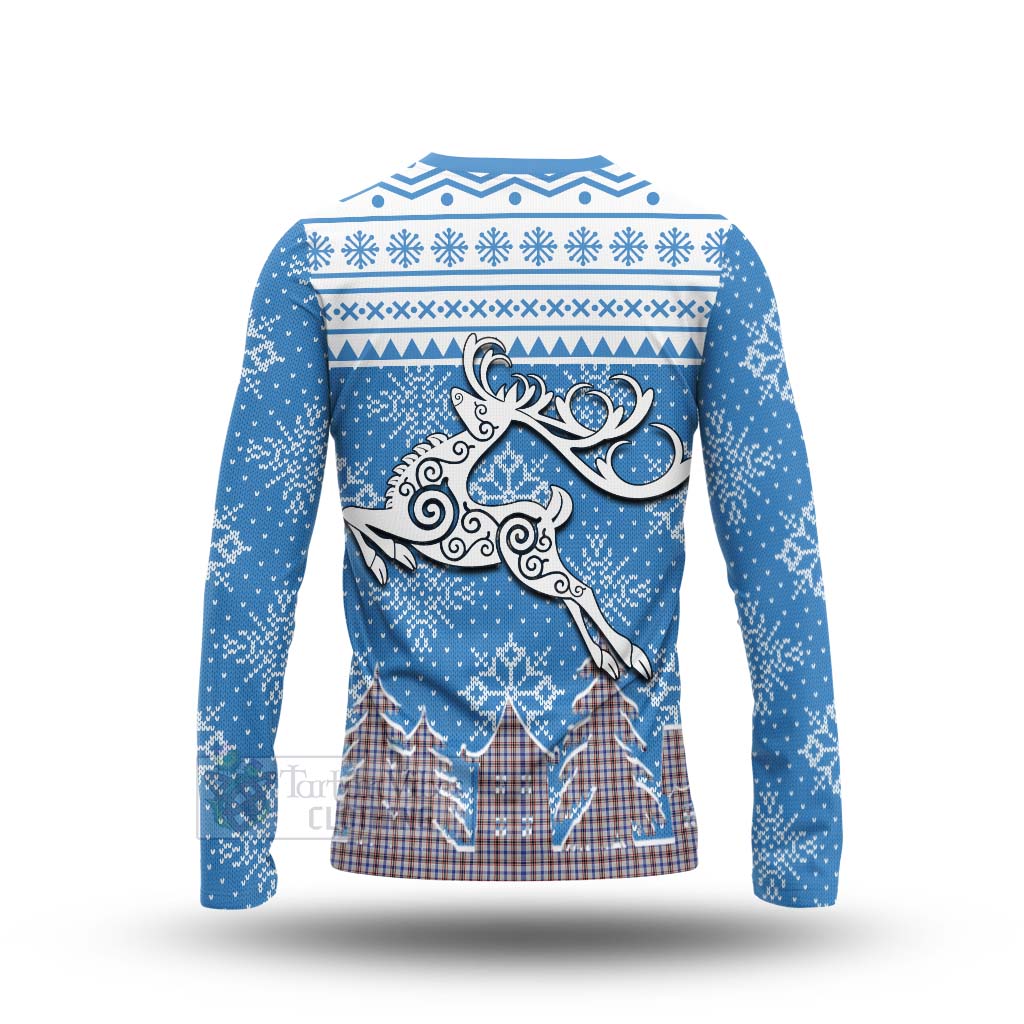 Tartan Vibes Clothing Boswell Clan Christmas Long Sleeve T-Shirt Celtic Reindeer Style