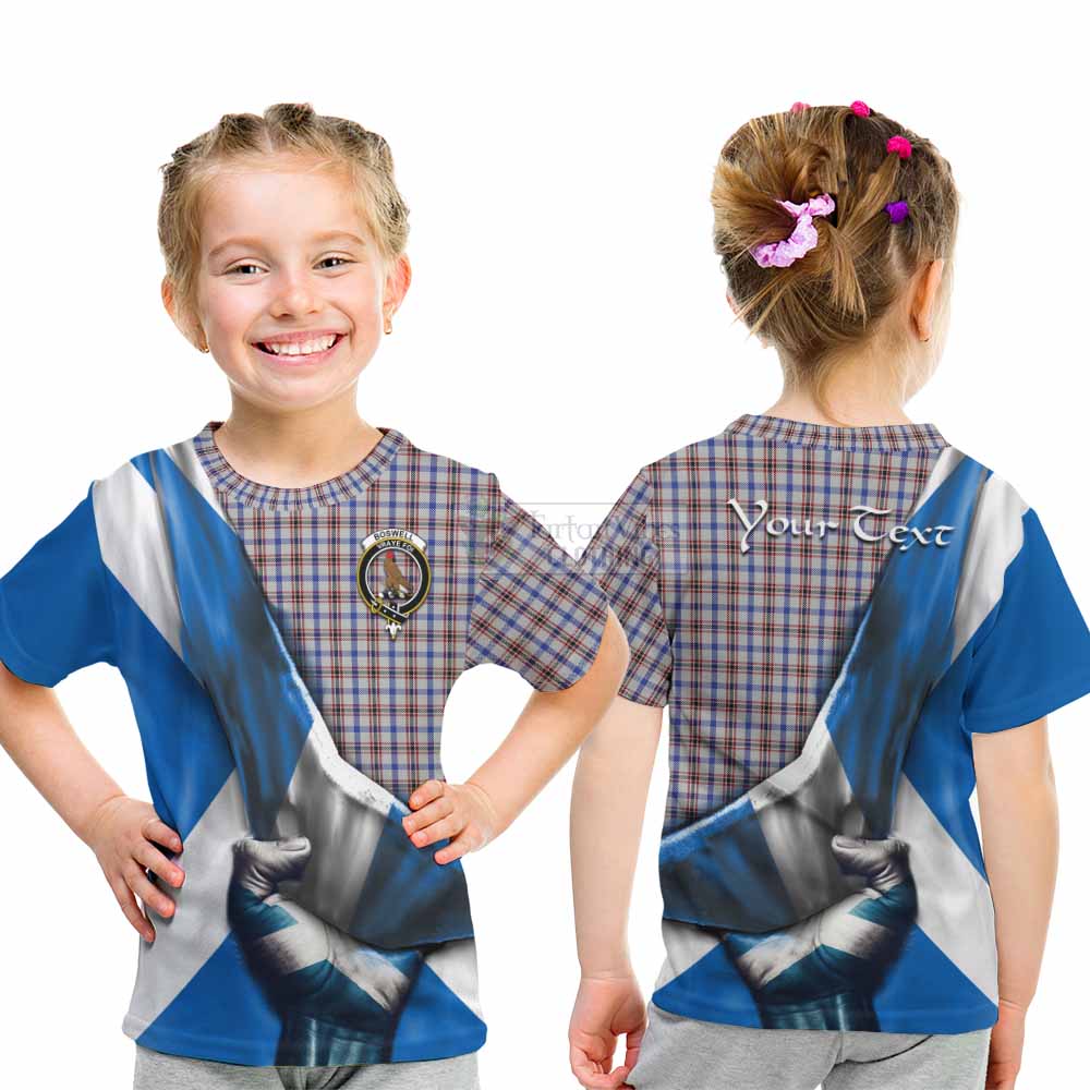 Tartan Vibes Clothing Boswell Tartan Kid T-Shirt with Family Crest Scotland Patriotic Style