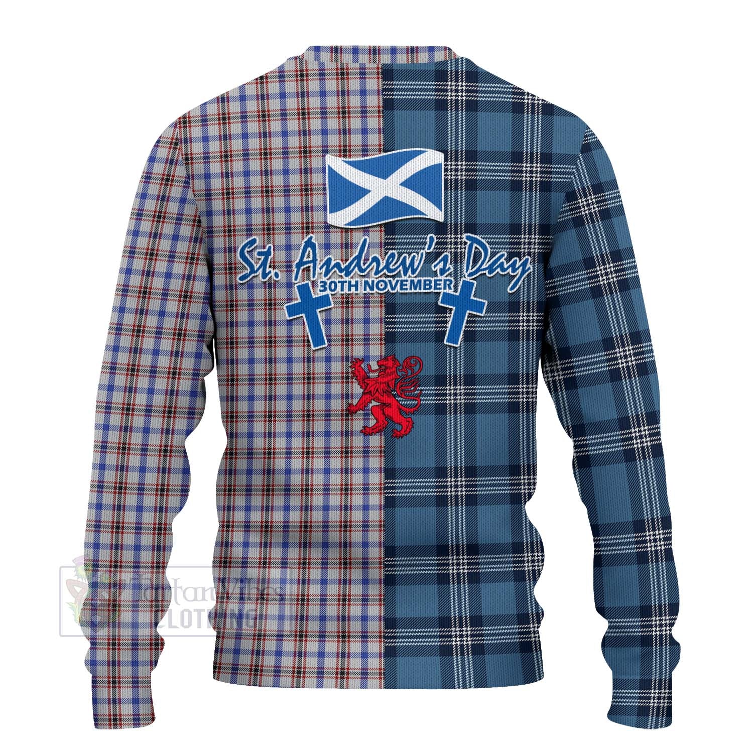 Tartan Vibes Clothing Boswell Tartan Knitted Sweater Happy St. Andrew's Day Half Tartan Style