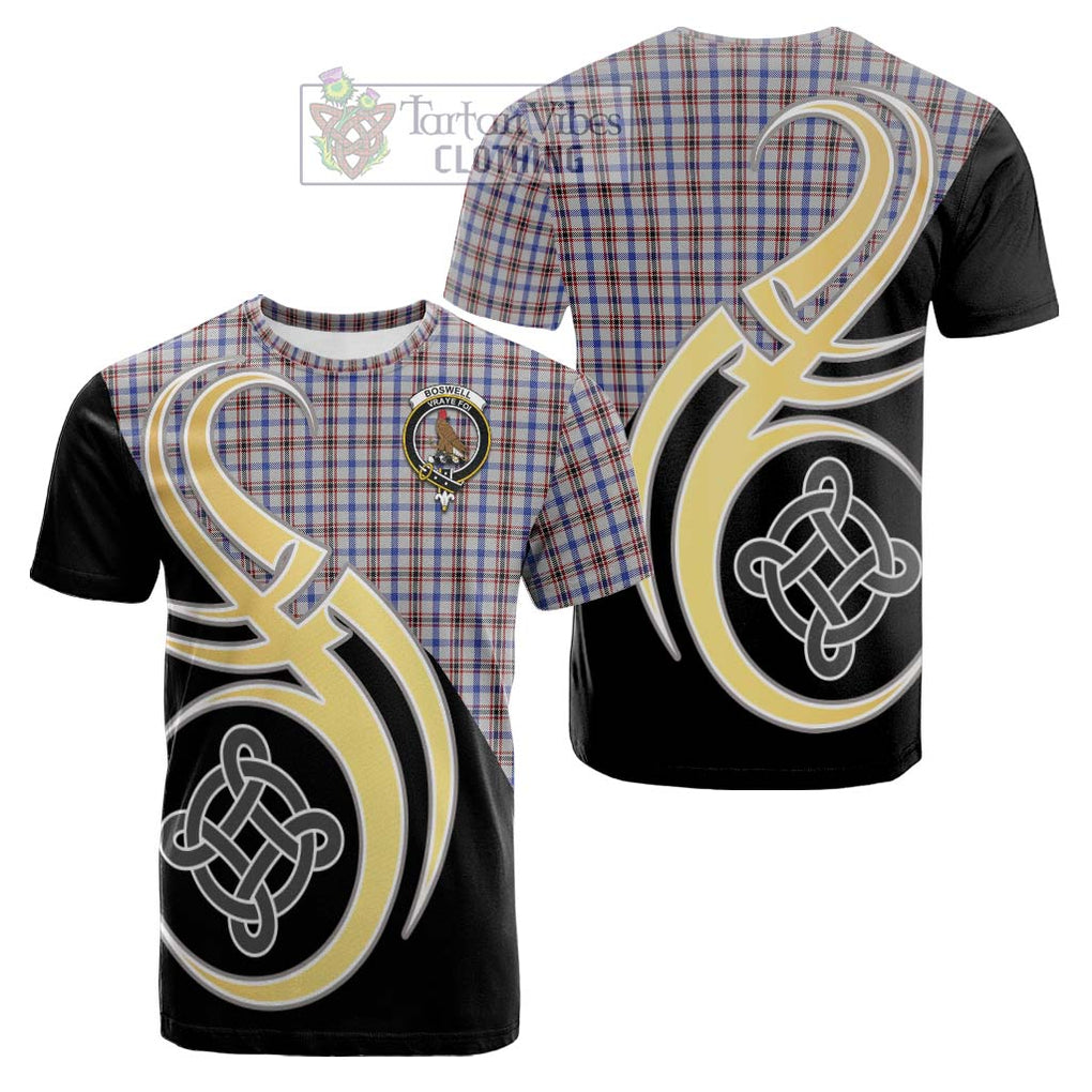 Tartan Vibes Clothing Boswell Tartan Cotton T-shirt with Family Crest and Celtic Symbol Style