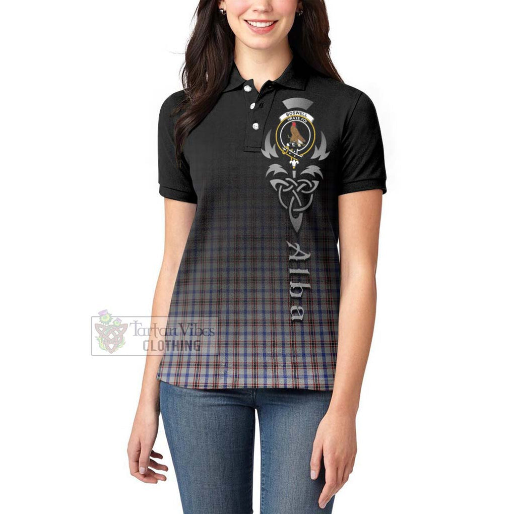 Tartan Vibes Clothing Boswell Tartan Women's Polo Shirt Featuring Alba Gu Brath Family Crest Celtic Inspired