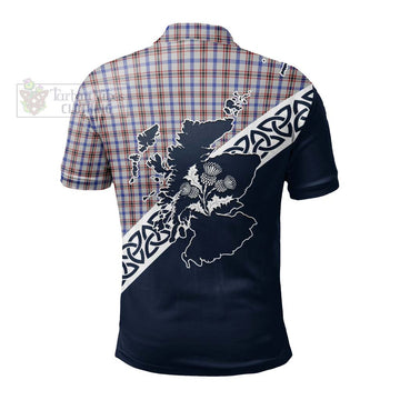 Boswell Tartan Polo Shirt Featuring Thistle and Scotland Map