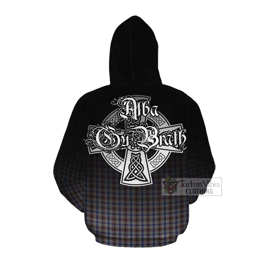 Tartan Vibes Clothing Boswell Tartan Cotton Hoodie Featuring Alba Gu Brath Family Crest Celtic Inspired