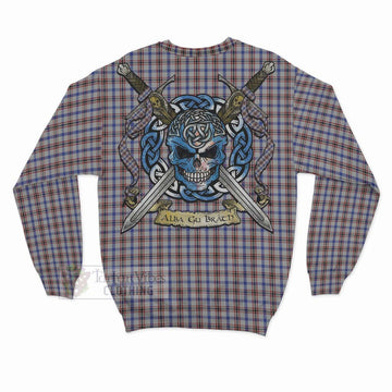 Boswell Tartan Sweatshirt with Family Crest Celtic Skull Style