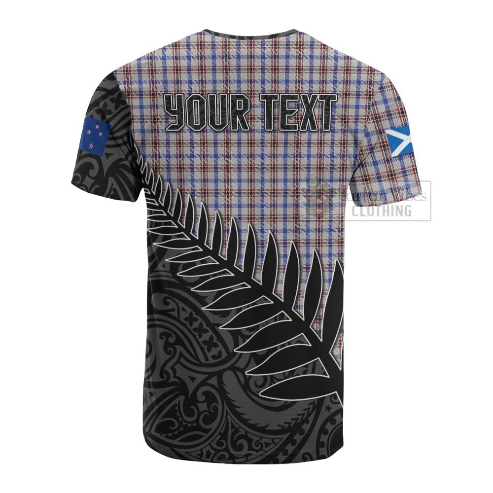 Tartan Vibes Clothing Boswell Crest Tartan Cotton T-shirt with New Zealand Silver Fern Half Style