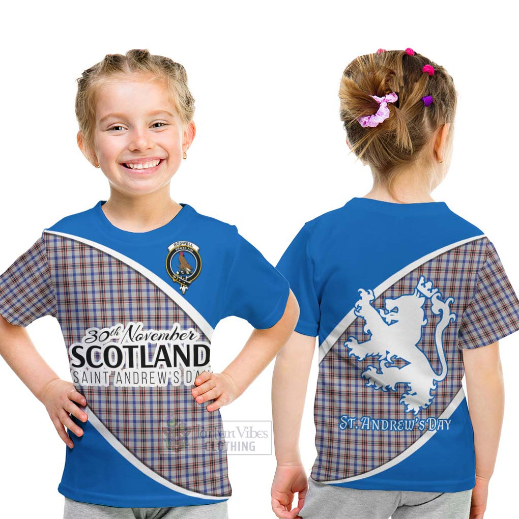 Tartan Vibes Clothing Boswell Family Crest Tartan Kid T-Shirt Celebrate Saint Andrew's Day in Style