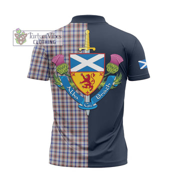 Boswell Tartan Zipper Polo Shirt Alba with Scottish Lion Royal Arm Half Style