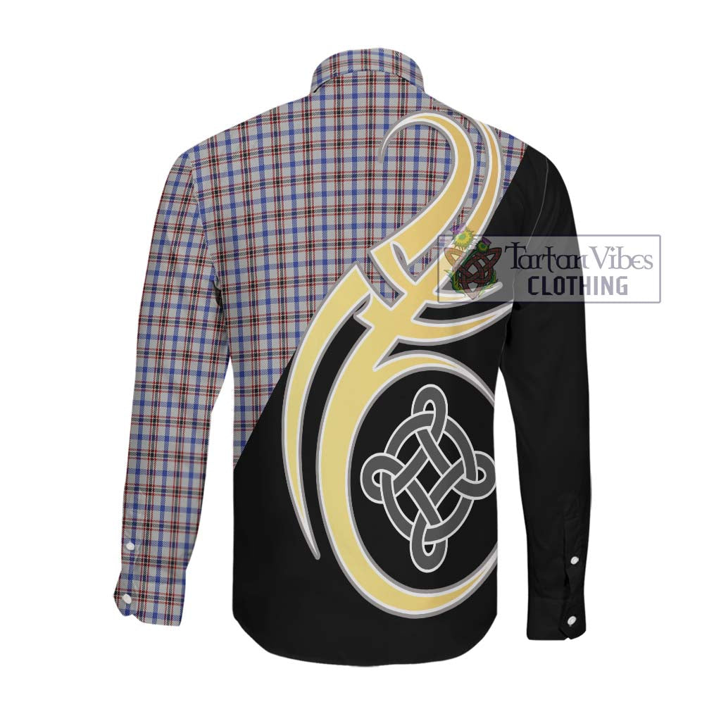 Boswell Tartan Long Sleeve Button Shirt with Family Crest and Celtic Symbol Style Men's Shirt - Tartan Vibes Clothing