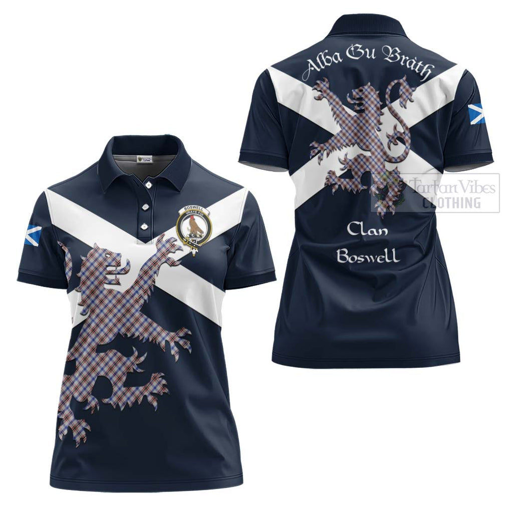 Tartan Vibes Clothing Boswell Tartan Lion Rampant Women's Polo Shirt – Proudly Display Your Heritage with Alba Gu Brath and Clan Name