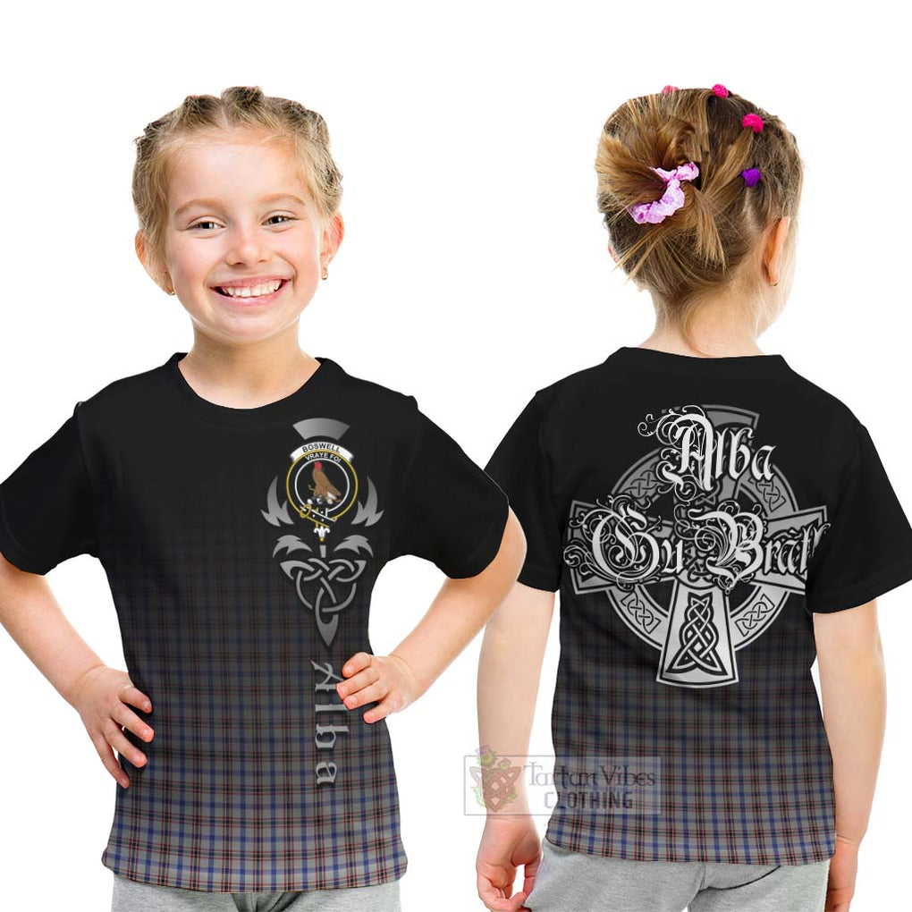 Tartan Vibes Clothing Boswell Tartan Kid T-Shirt Featuring Alba Gu Brath Family Crest Celtic Inspired