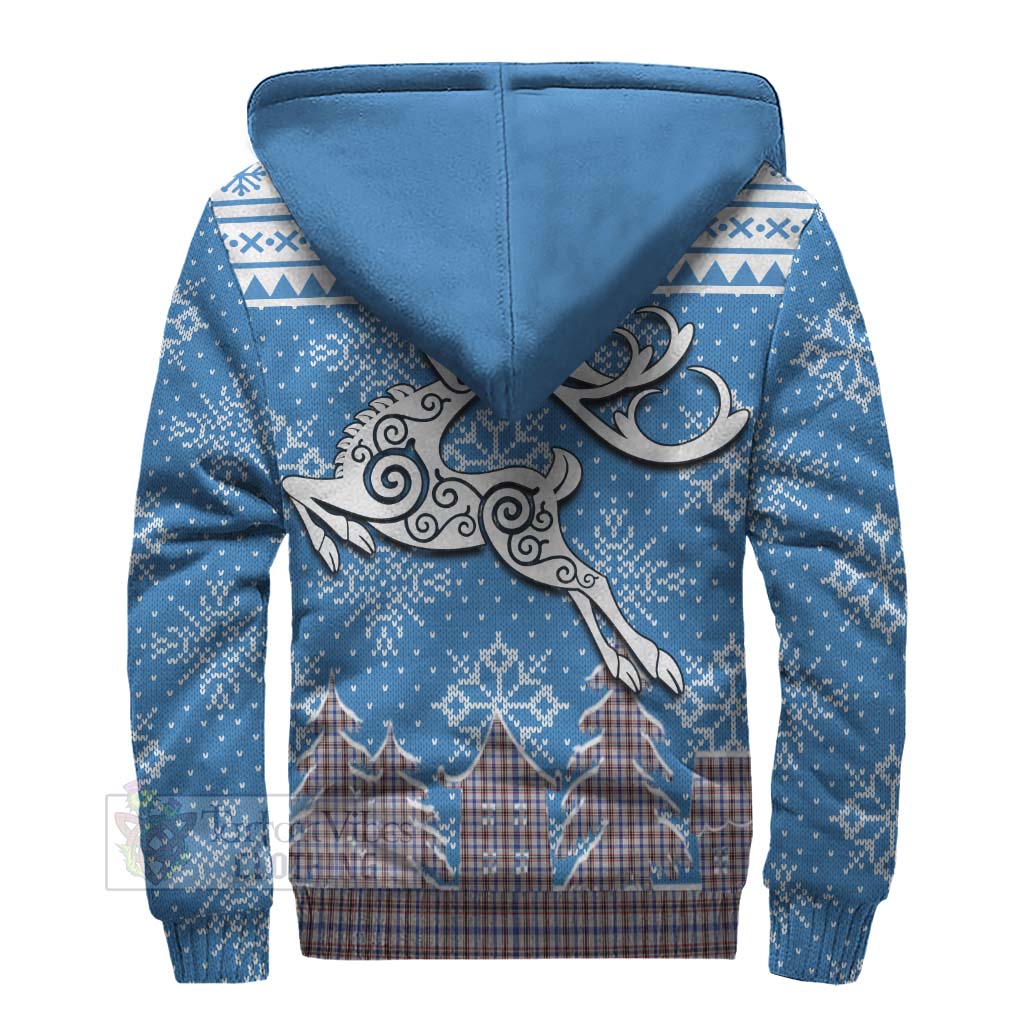 Tartan Vibes Clothing Boswell Clan Christmas Sherpa Hoodie Celtic Reindeer Style