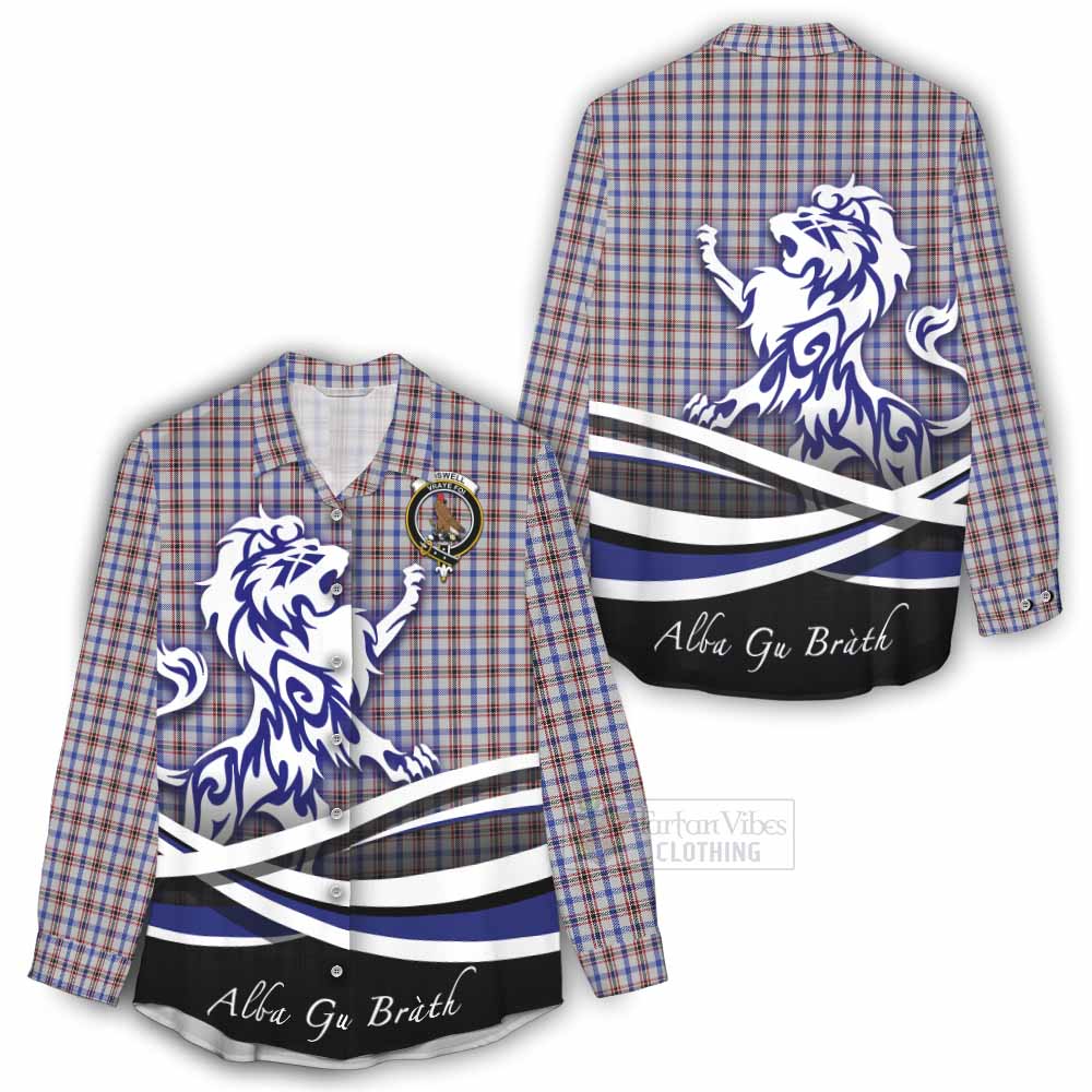 Tartan Vibes Clothing Boswell Tartan Women's Casual Shirt with Alba Gu Brath Regal Lion Emblem