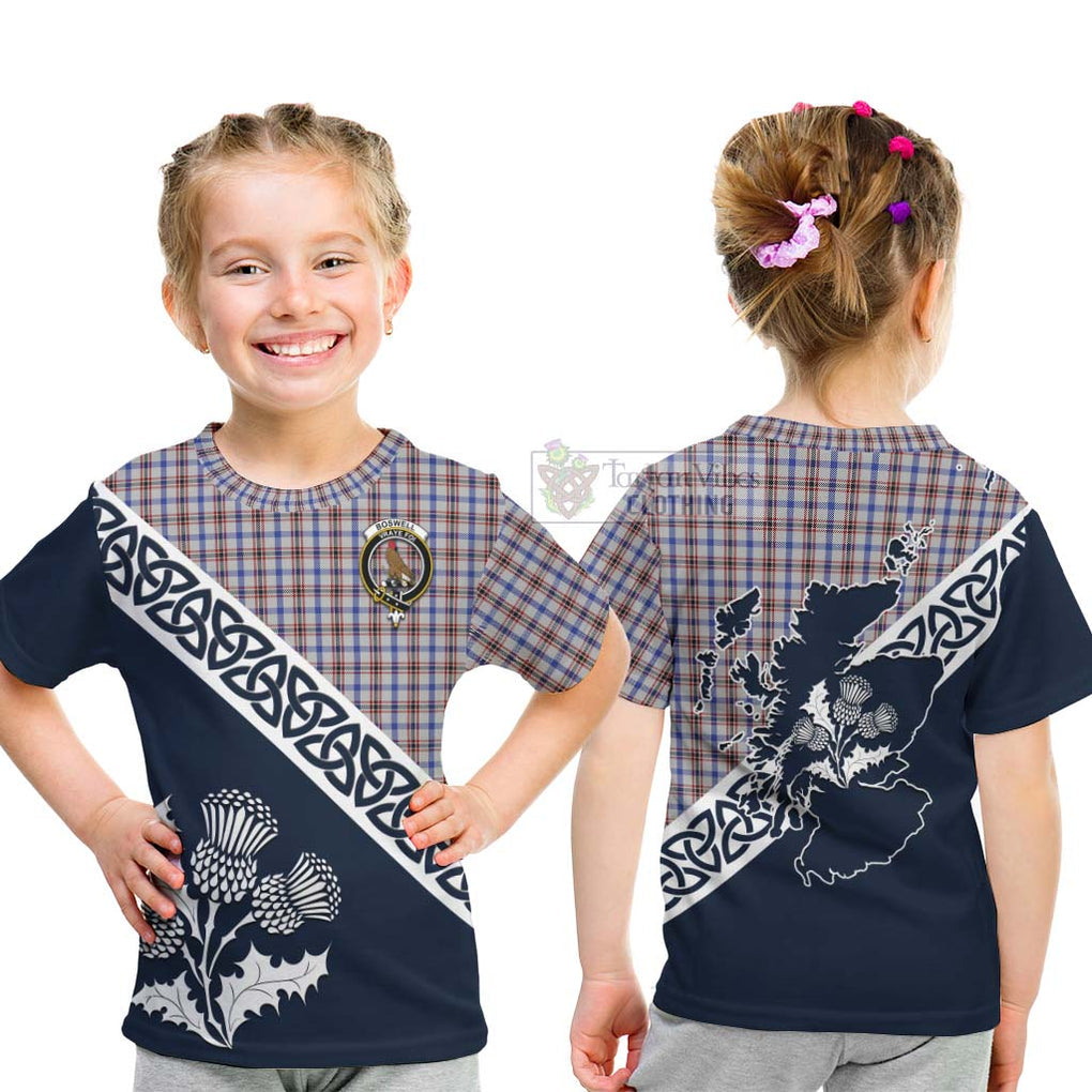 Tartan Vibes Clothing Boswell Tartan Kid T-Shirt Featuring Thistle and Scotland Map