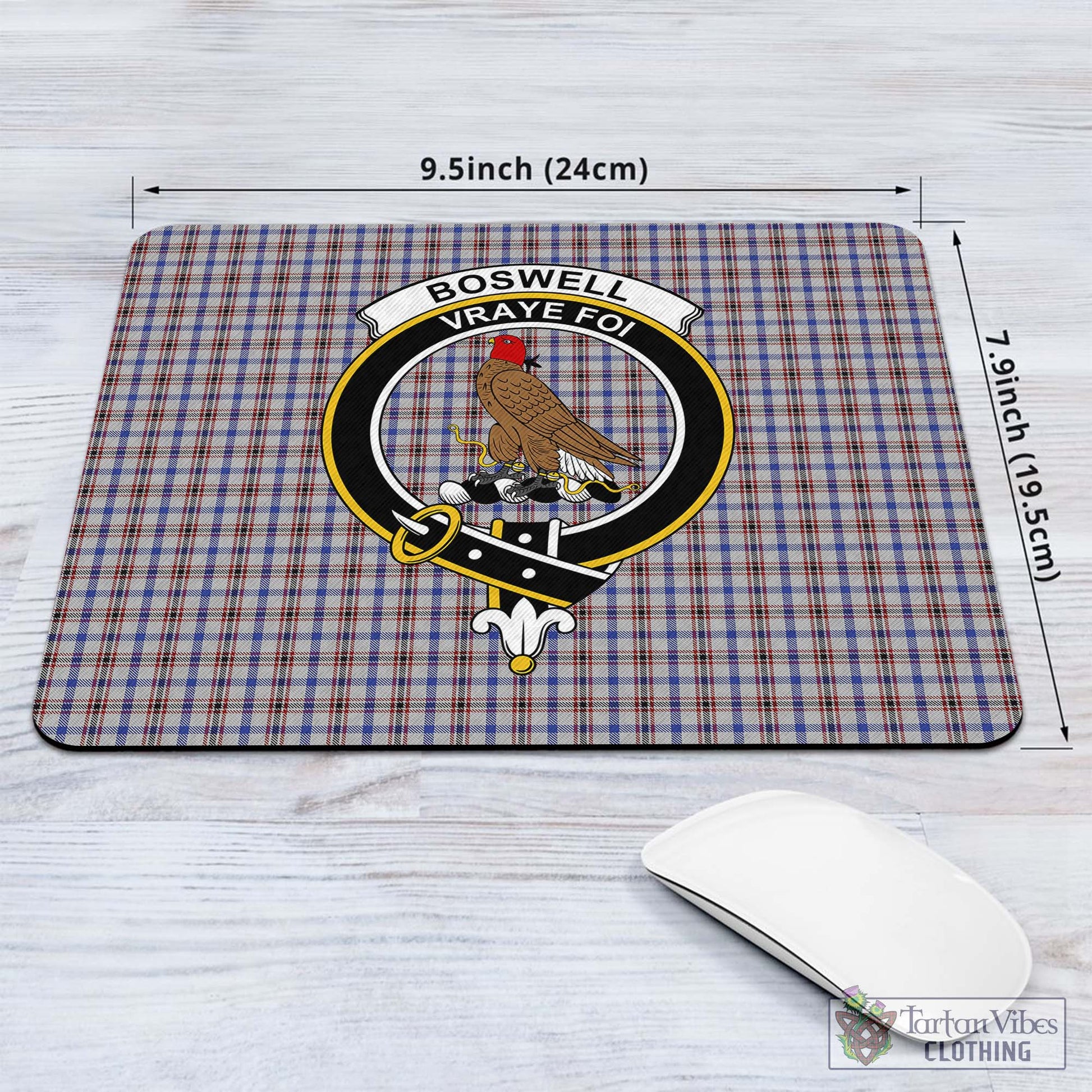 Tartan Vibes Clothing Boswell Tartan Mouse Pad with Family Crest