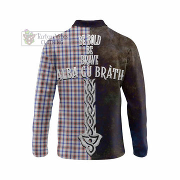 Boswell Tartan Family Crest Long Sleeve Polo Shirt Alba Gu Brath Be Brave Lion Ancient Style - Tartan Vibes Clothing