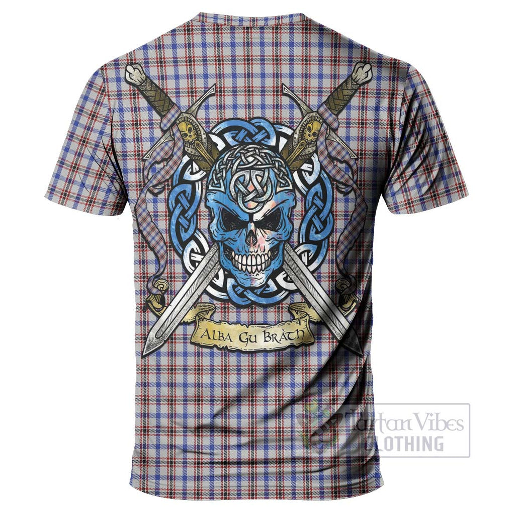 Tartan Vibes Clothing Boswell Tartan T-Shirt with Family Crest Celtic Skull Style