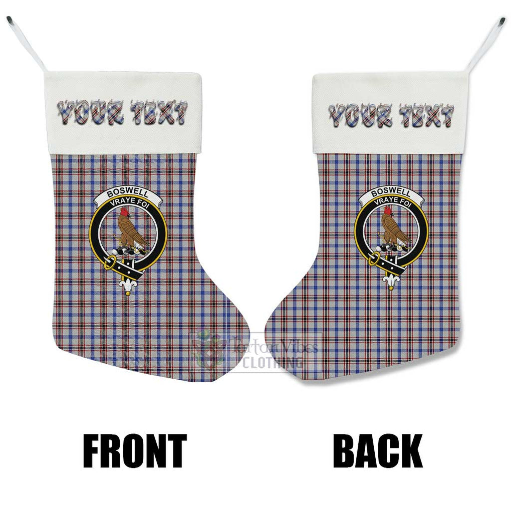 Tartan Vibes Clothing Boswell Tartan Family Crest Christmas Stocking with Personalized Text